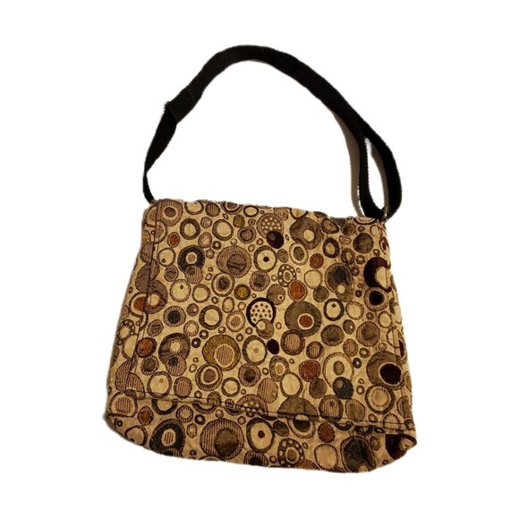 Buttonwood Designs Crossbody Messenger Bag Purse Polkadot Green Brown Tapestry - Picture 3 of 11